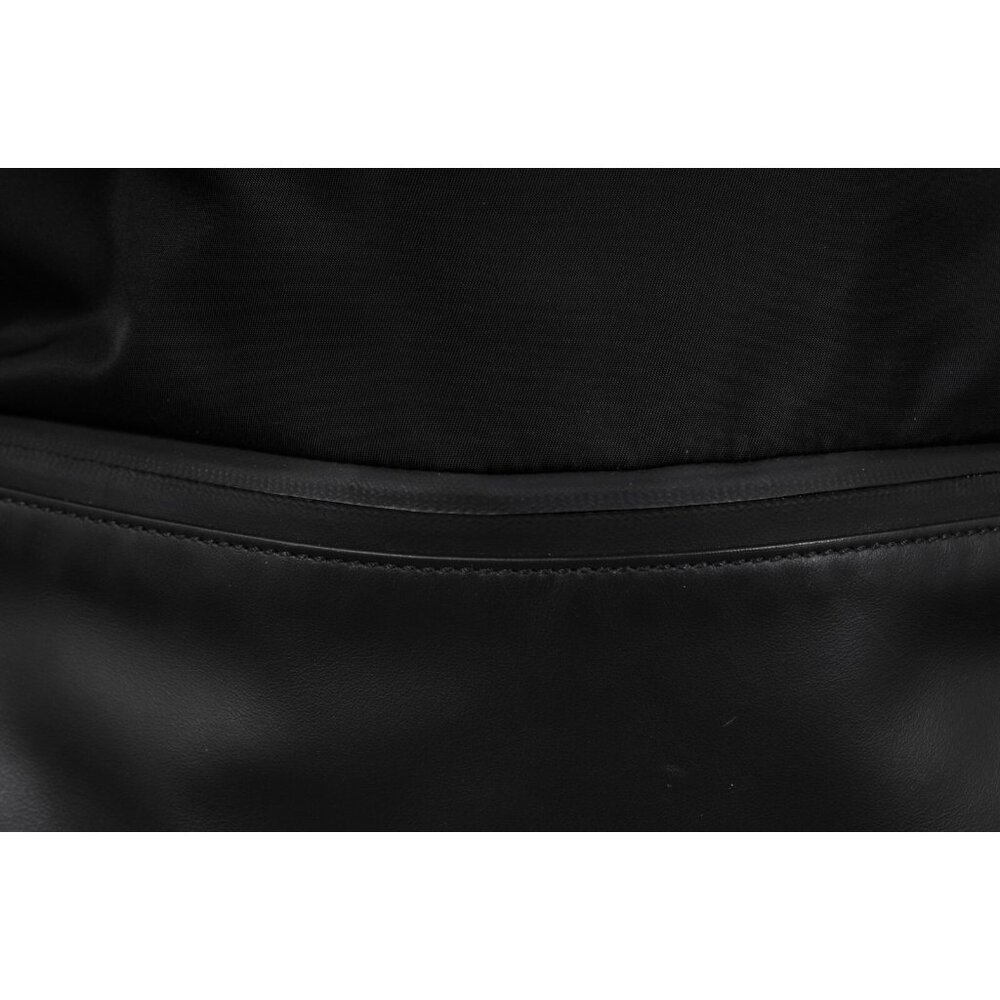 Fendi Mens Nylon Vitello Drawstring Backpack Black Leather Logo Yellow Straps - Picture 6 of 16